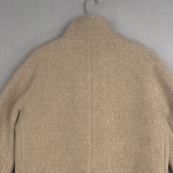 J Crew Coat Womens Large Tan Wool Stadium Cloth Nello Gori Minimal Quiet Luxury - Picture 8 of 13